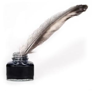 Inkwell and feather