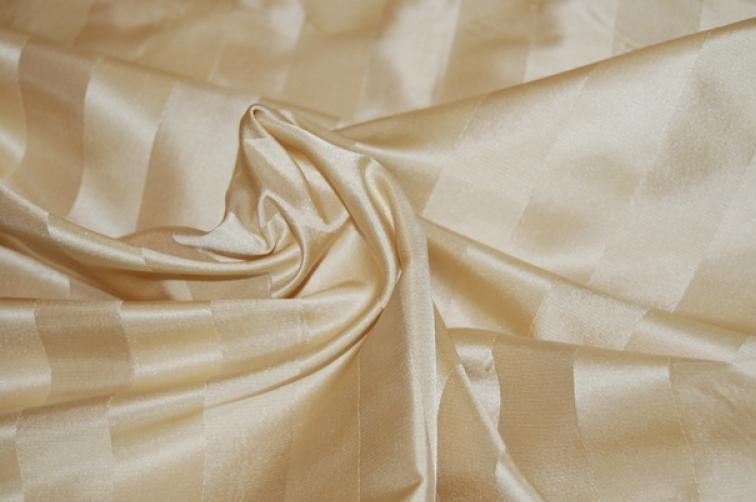 Ecru Vertical Satin Jacquard Stripe Silk Fabric