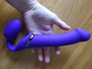 Ruby Ryder shares Strap On Me purple vibrating dildo with clitoral stimulation