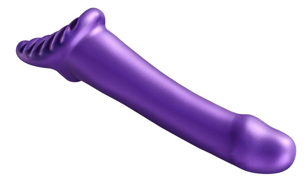 Ruby Ryder shares small purple dildo by Fuze used in a strap-on for pegging