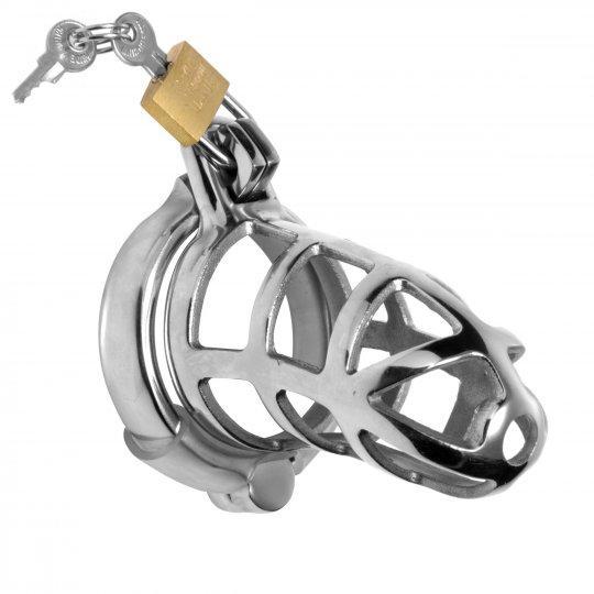 Ruby Ryder shares stainless steel chastity cage for tease and denial during pegging